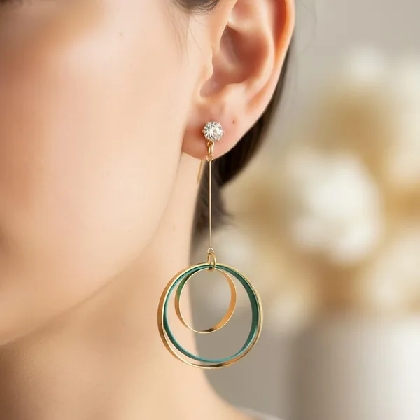 Green_And_Gold_Premium_Metal_Earrings_For_Women