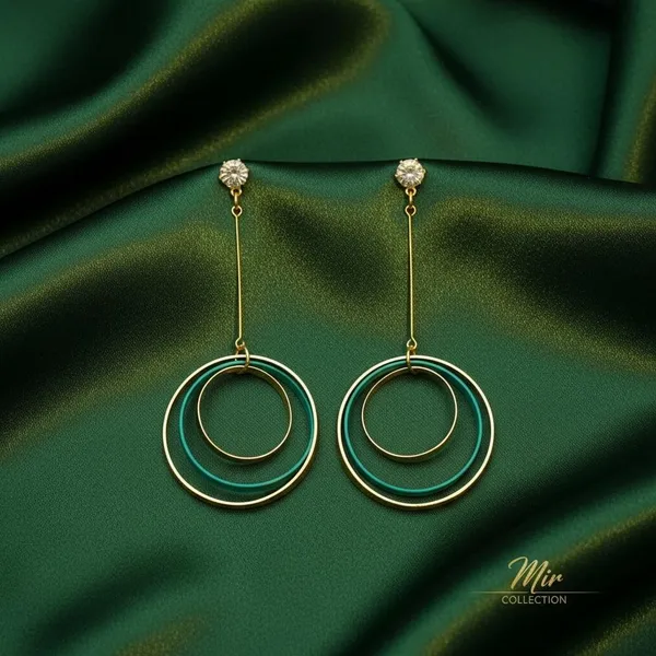 Green_And_Gold_Premium_Metal_Earrings_For_Women