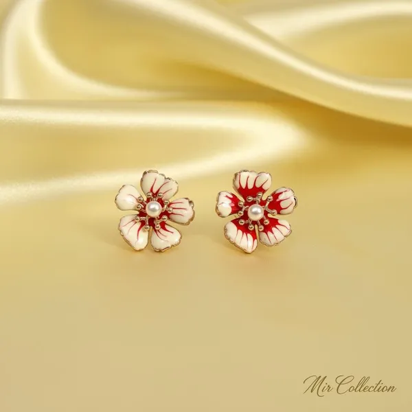 Red_&_White_Enamel_Floral_Stud_Earrings_with_Pearl_Center_|_Designer_Statement_Flower_Earrings_for_Women