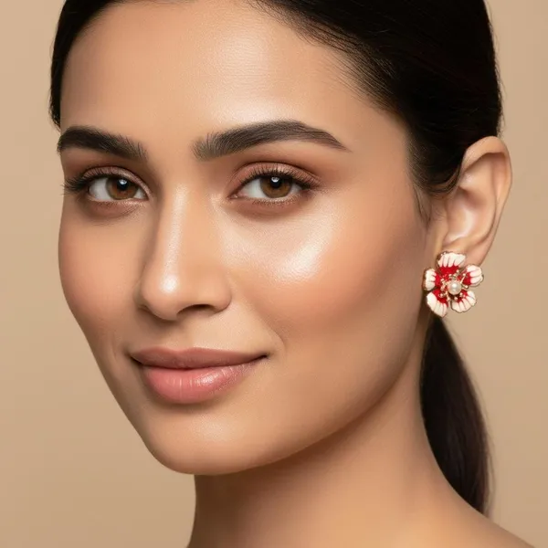 Red_&_White_Enamel_Floral_Stud_Earrings_with_Pearl_Center_|_Designer_Statement_Flower_Earrings_for_Women