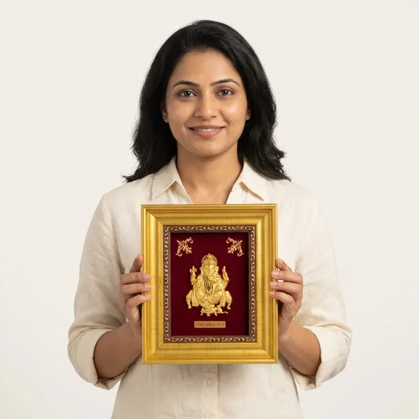 Fine_Gold_Ganesha_Frame_Decorative_Wall_Art_With_Maroon_Velvet_Background