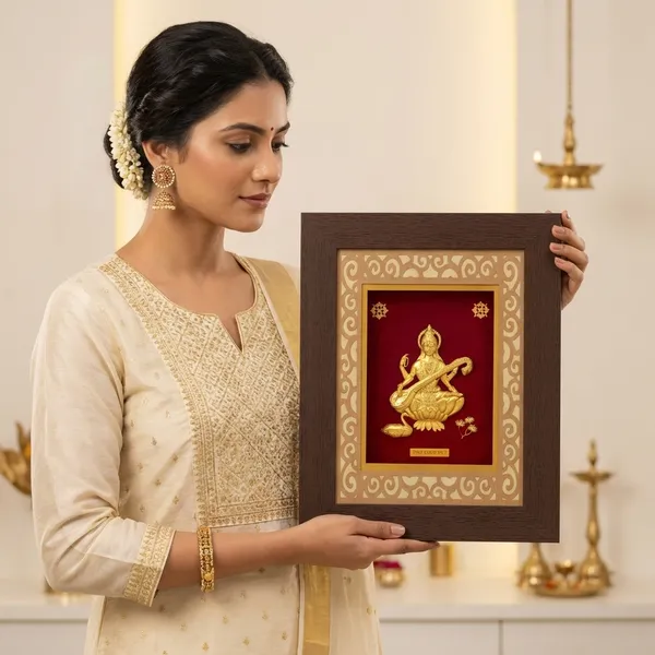 24K_Fine_Gold_Foil_Goddess_Saraswati_Wall_Frame_Religious_Decor_With_Wooden_Finish