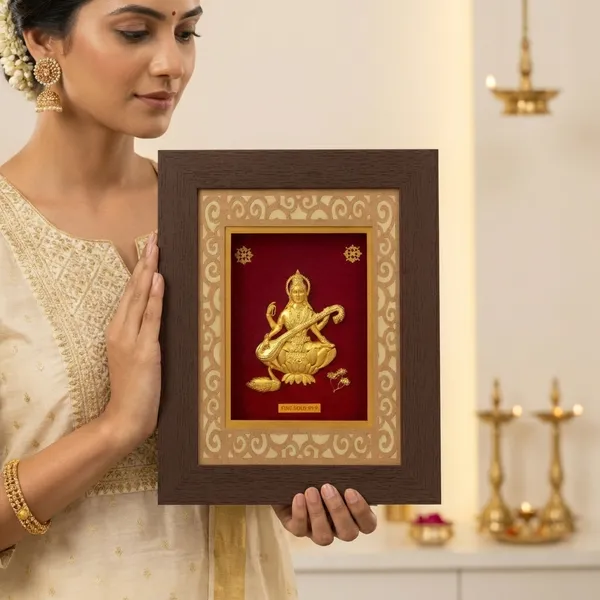 24K_Fine_Gold_Foil_Goddess_Saraswati_Wall_Frame_Religious_Decor_With_Wooden_Finish