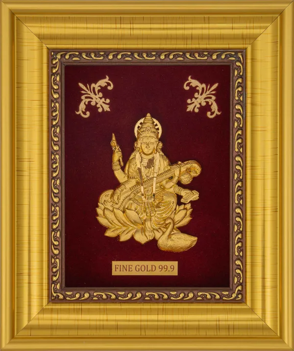 Fine_Gold_Goddess_Saraswati_Framed_Wall_Art