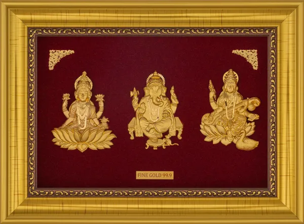 24karat_Gold_foil_Lakshmi_Ganesha_Saraswati_Wall_Frame_Fine_Gold