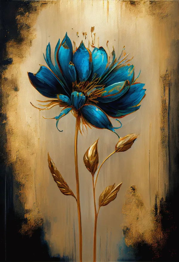 Muralkart_Blue_And_Gold_Floral_Art_Painting_-_Modern_Abstract_Flower_Canvas_Wall_Decor