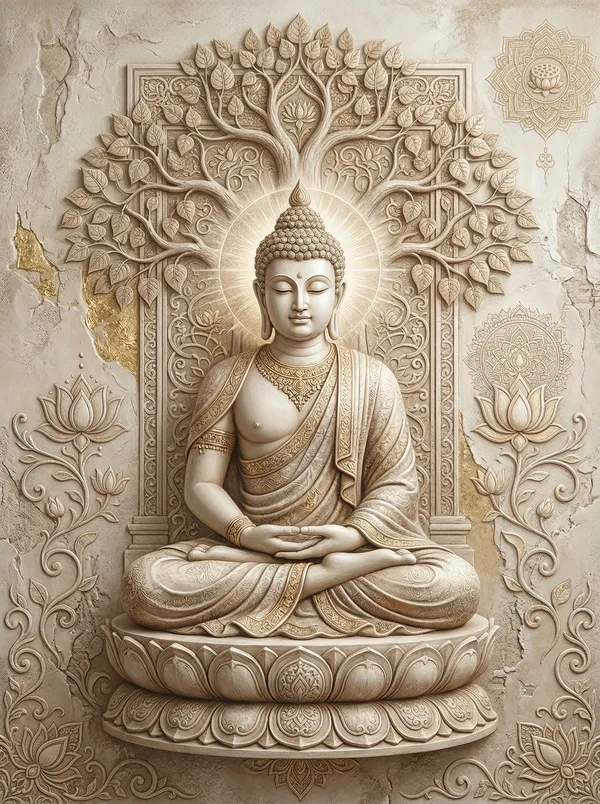 Muralkart_Buddha_With_Bodhi_Tree_3D_Wall_Relief_Sculpture_-_Spiritual_Home_Decor