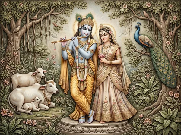 Muralkart_Radha_Krishna_Decorative_Wall_Art_-_Traditional_Indian_Religious_Painting