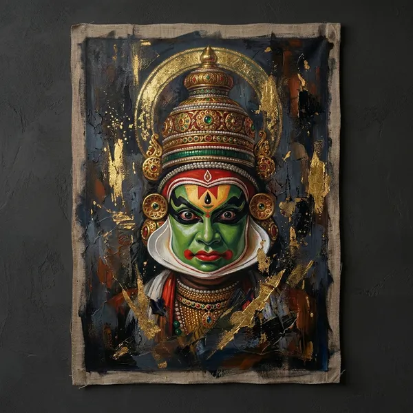 Muralkart_Traditional_Kathakali_Art_Wall_Painting_With_Gold_Leaf_Detailing
