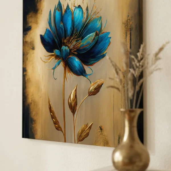 Muralkart_Blue_And_Gold_Floral_Art_Painting_-_Modern_Abstract_Flower_Canvas_Wall_Decor