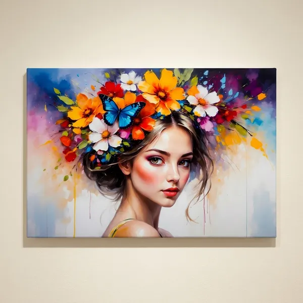 Muralkart_Vibrant_Floral_Crown_Portrait_Art_Print