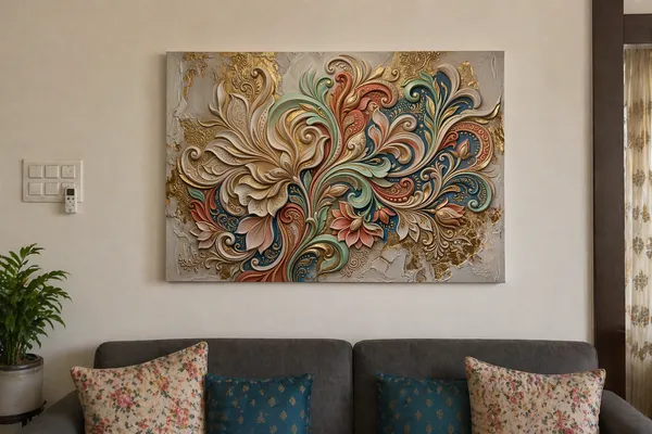 Muralkart_Decorative_3D_Floral_Relief_Wall_Art_Canvas