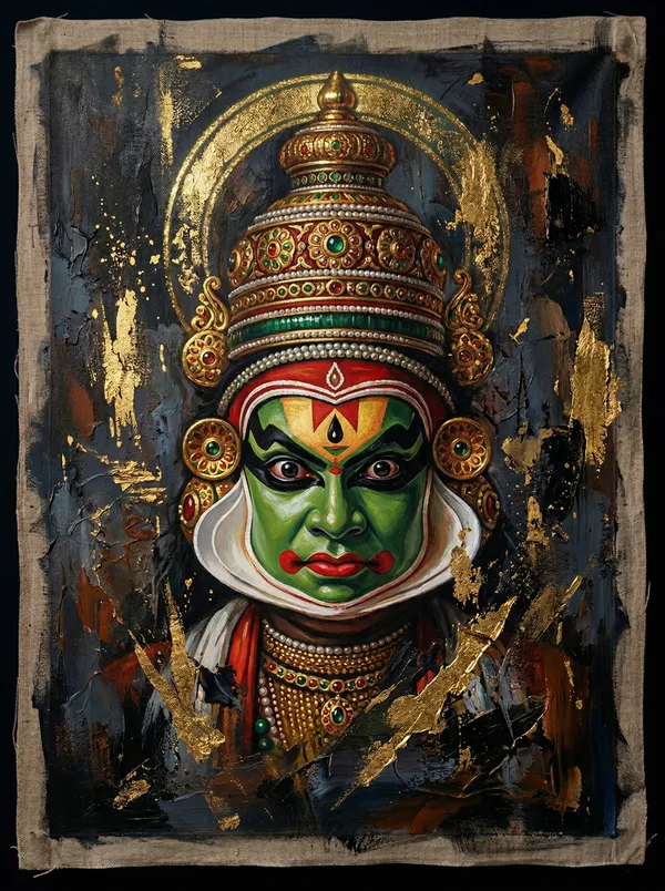 Muralkart_Traditional_Kathakali_Art_Wall_Painting_With_Gold_Leaf_Detailing