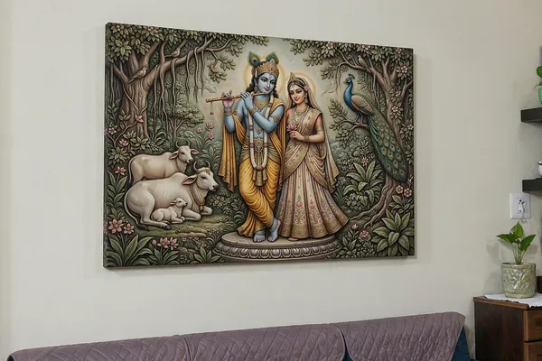 Muralkart_Radha_Krishna_Decorative_Wall_Art_-_Traditional_Indian_Religious_Painting