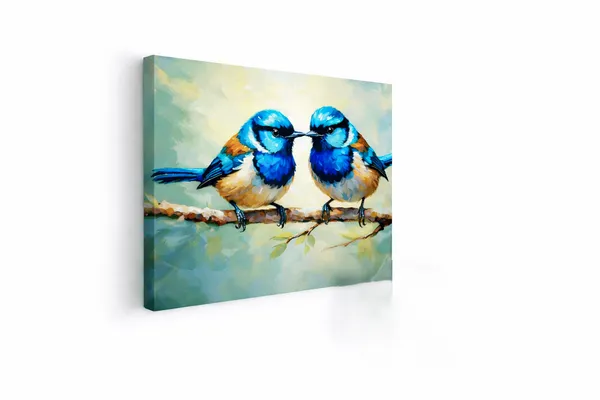 Muralkart_Two_Blue_Birds_On_Branch_-_Artistic_Painting_Print