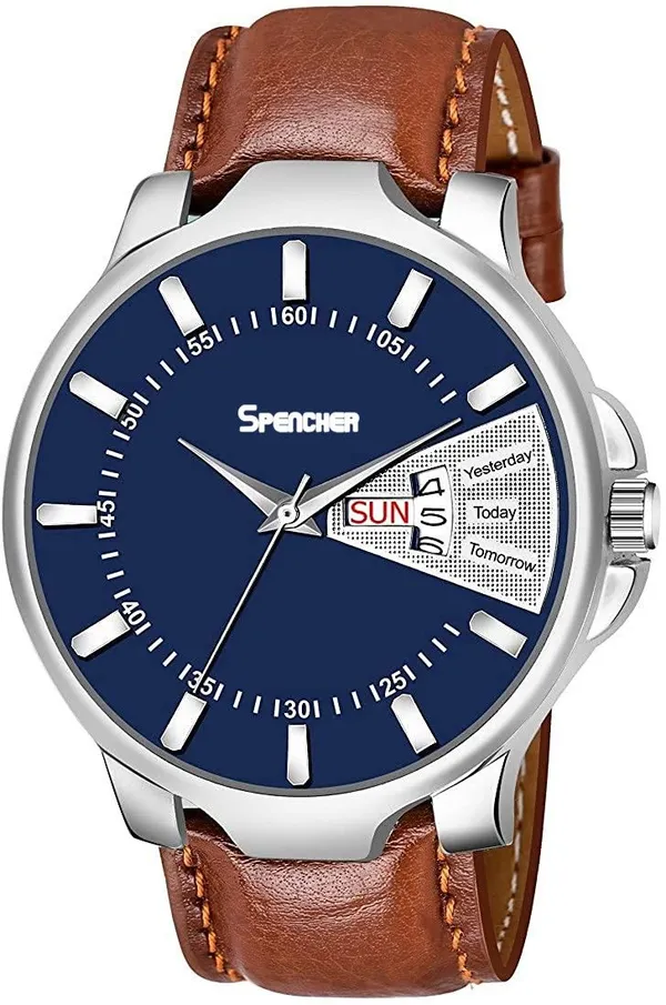Blue_Smw_Dial_Brown_Strap_Analog_Watch_For_Men
