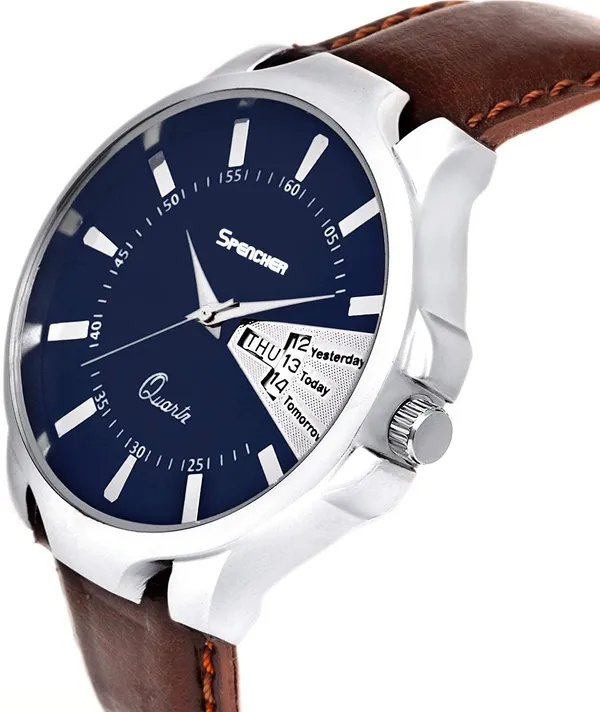 Blue_Smw_Dial_Brown_Strap_Analog_Watch_For_Men