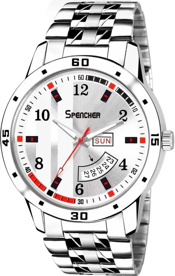 White_494_Nexon_Day_And_Date_Silver_Dial_Chain_Analog_Watch_For_Men