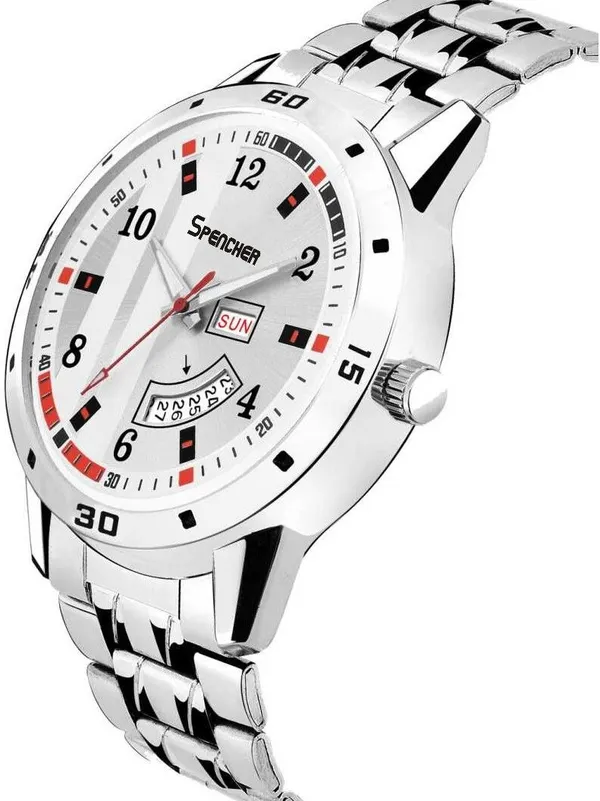 White_494_Nexon_Day_And_Date_Silver_Dial_Chain_Analog_Watch_For_Men