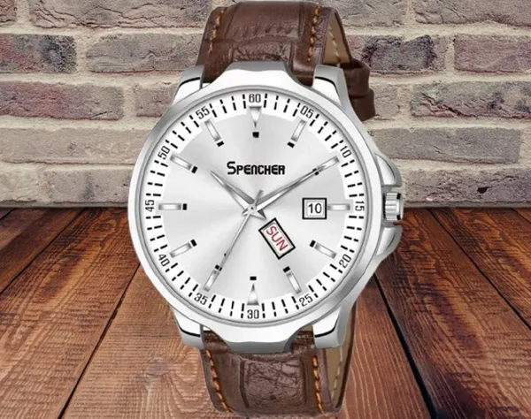 White_Day_And_Date_Functioning_Silver_Dial_Water_Resistant_Quartz_Operated_Analog_Watch_For_Men