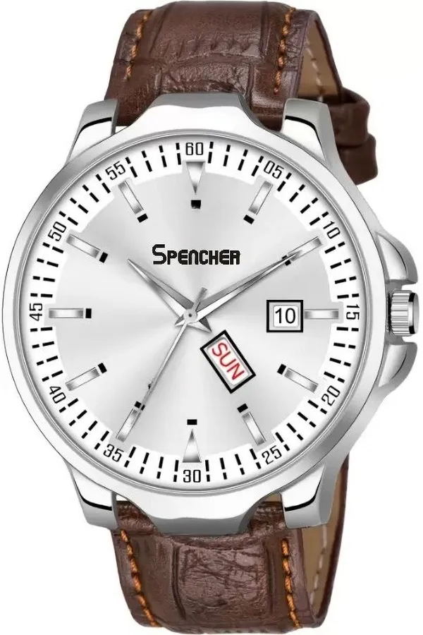 White_Day_And_Date_Functioning_Silver_Dial_Water_Resistant_Quartz_Operated_Analog_Watch_For_Men