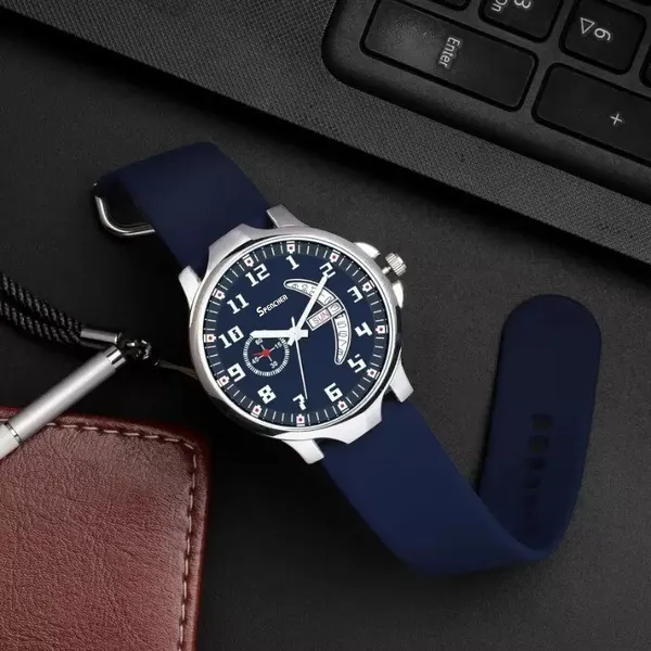 Blue_Matt_Dial_And_Silicon_Mesh_Strap_With_Water_Resistant_Analog_Watch_For_Men