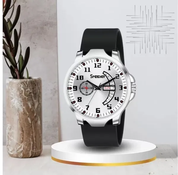 White_Classic_Silver_Dial_And_Silicon_Mesh_Strap_With_Water_Resistant_Analog_Watch_For_Men