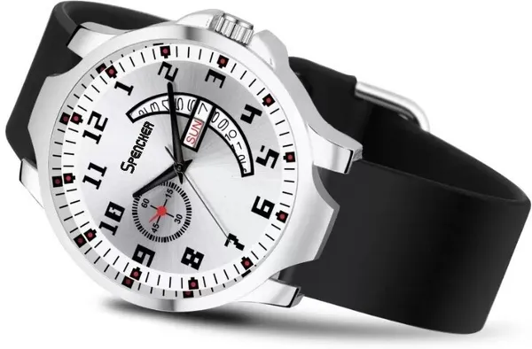 White_Classic_Silver_Dial_And_Silicon_Mesh_Strap_With_Water_Resistant_Analog_Watch_For_Men