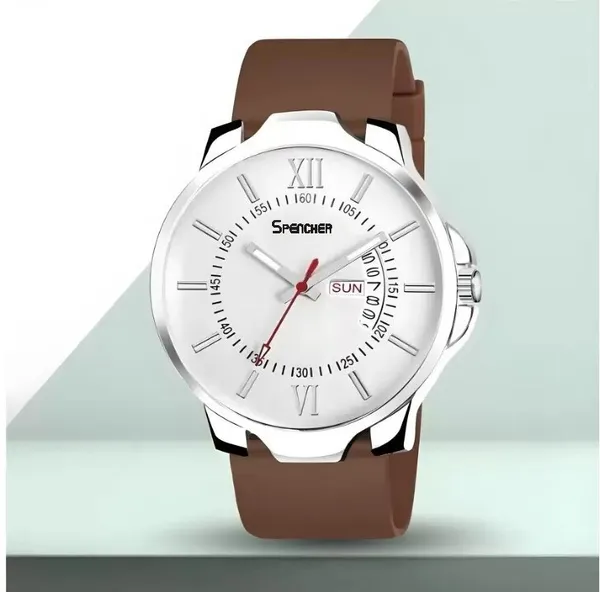 White_Antique_2_Day_And_Date_Softest_Silicone_Strap_Analog_Watch_For_Men