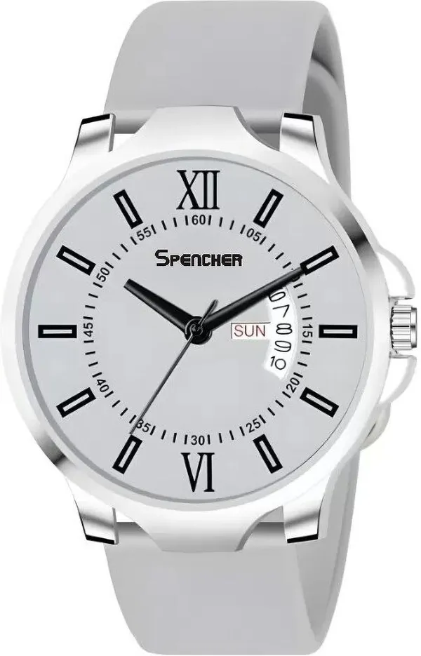 White_Antique_2_Day_And_Date_Softest_Silicone_Strap_Analog_Watch_For_Men