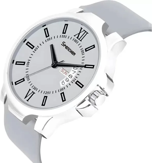 White_Antique_2_Day_And_Date_Softest_Silicone_Strap_Analog_Watch_For_Men