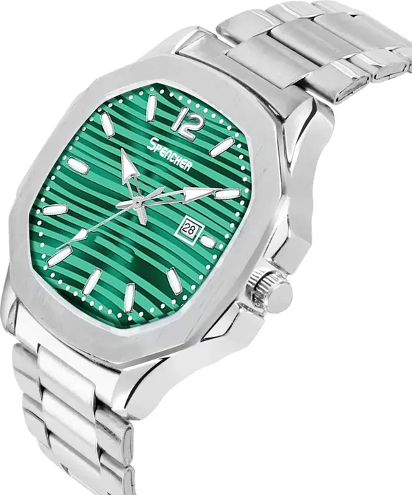 Green_Nautilus_4569_Date_Working_Square_Dial_Silver_Quartz_Mechanism_Analog_Watch_For_Men