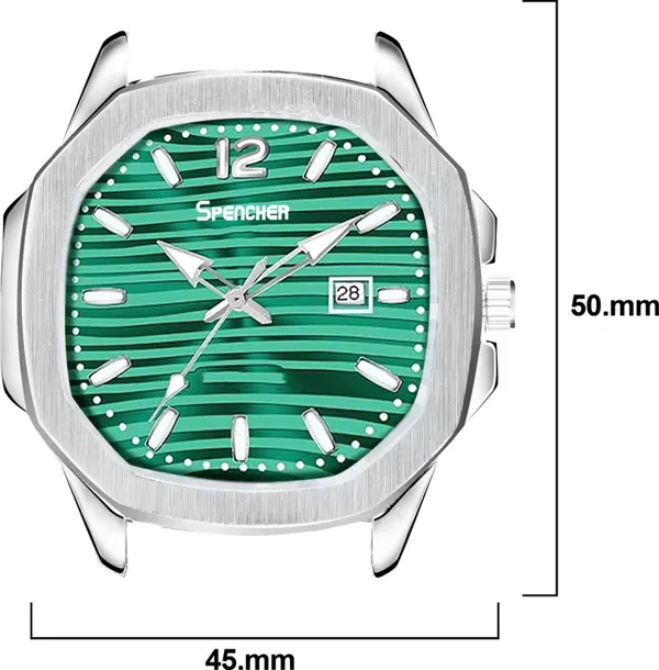 Green_Nautilus_4569_Date_Working_Square_Dial_Silver_Quartz_Mechanism_Analog_Watch_For_Men