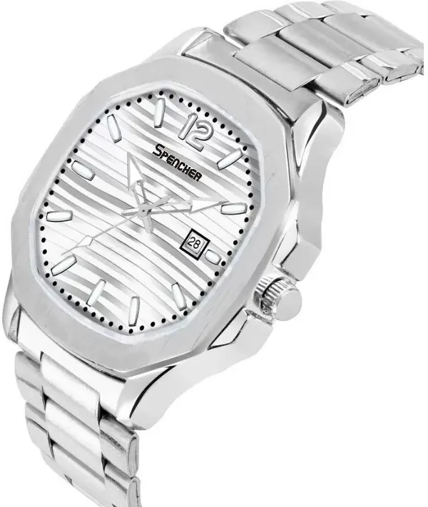 White_Nautilus_4569_Date_Working_Square_Silver_Dial_Quartz_Mechanism_Analog_Watch_For_Men