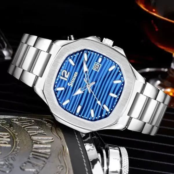 Blue_Nautilus_4569_Date_Working_Square_Dial_Silver_Quartz_Mechanism_Analog_Watch_For_Men
