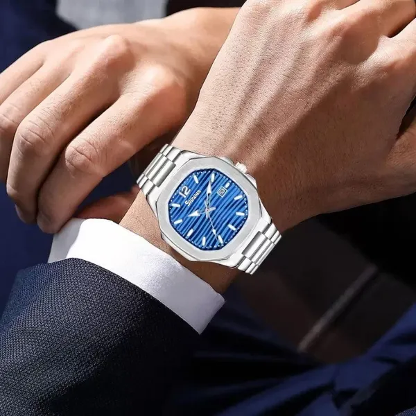 Blue_Nautilus_4569_Date_Working_Square_Dial_Silver_Quartz_Mechanism_Analog_Watch_For_Men