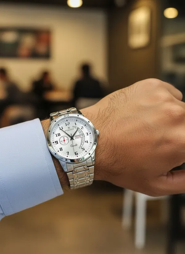 White_1187Sm_Stainless_Steel_Silver_Dial_Casual_Analog_Watch_For_Men