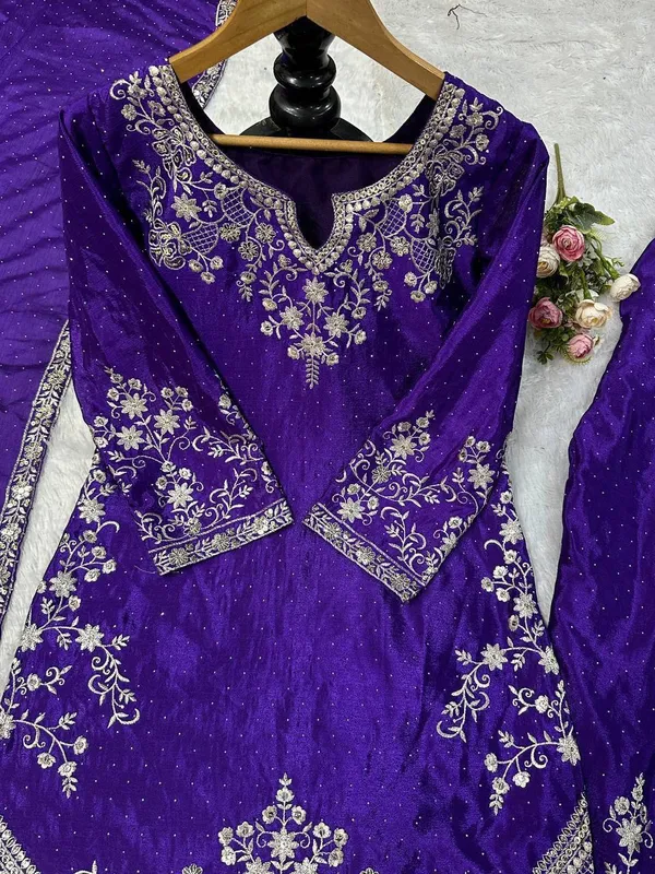 Royal_Blue_Premium_Embroidered_Georgette_Sharara_Suit_Set_For_Women