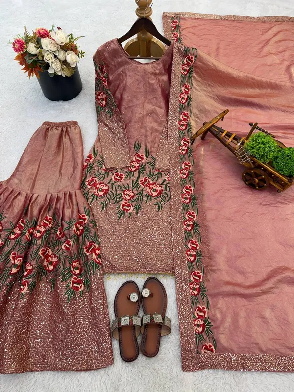 Pink_Premium_Embroidered_Georgette_Sharara_Suit_Set_For_Women