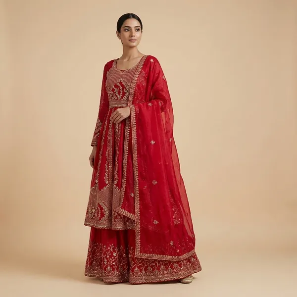 Red_Premium_Embroidered_Silk/Georgette_Anarkali_Suit_For_Women