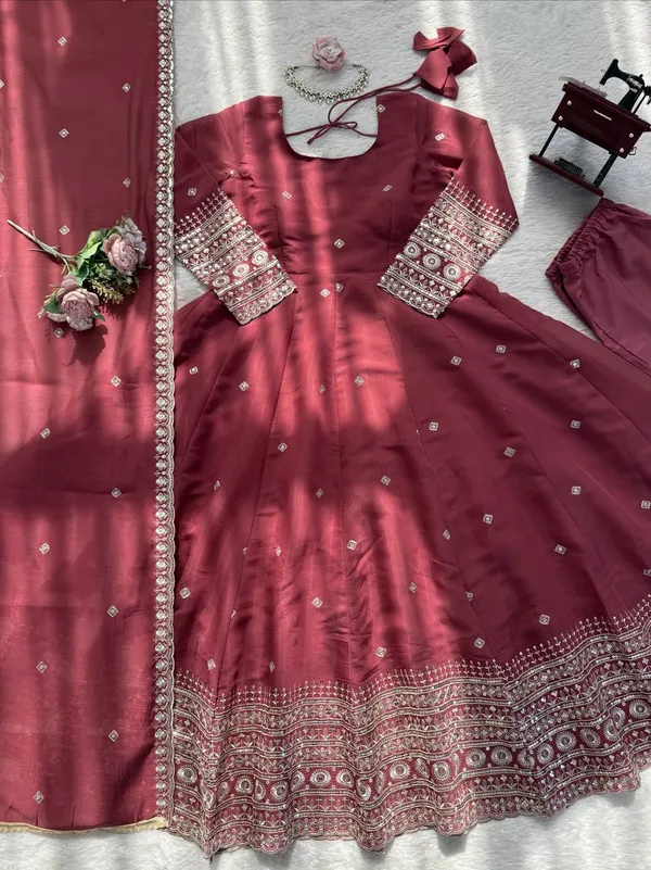 Pink_Premium_Embroidered_Georgette/Silk_Anarkali_Suit_For_Women