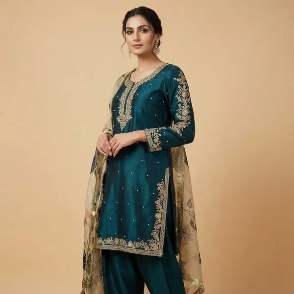 Teal_Blue_Premium_Embroidered_Georgette_Salwar_Suit_Set_For_Women