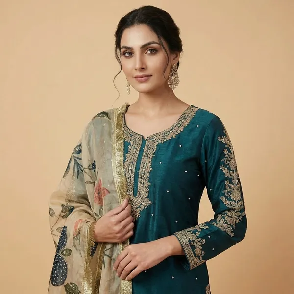 Teal_Blue_Premium_Embroidered_Georgette_Salwar_Suit_Set_For_Women