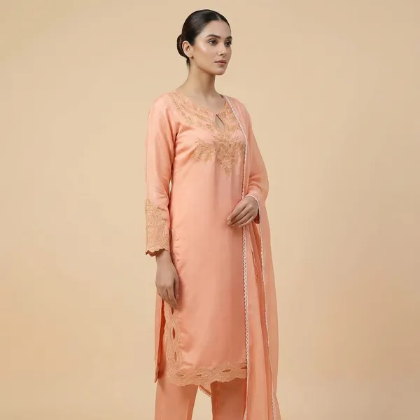 Peach_Premium_Embroidered_Cotton_Blend_Salwar_Suit_Set_For_Women