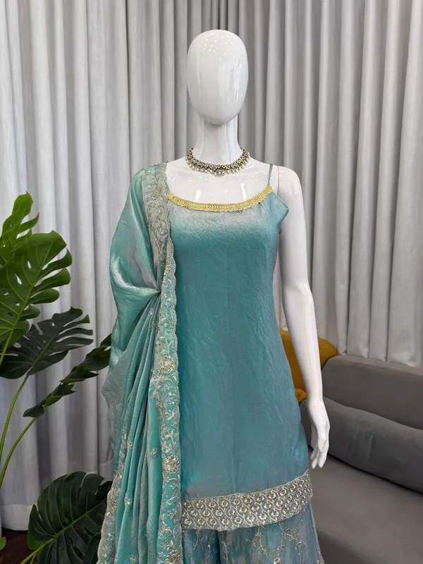 Blue_Premium_Embellished_Georgette_Kurta_Palazzo_Set_For_Women