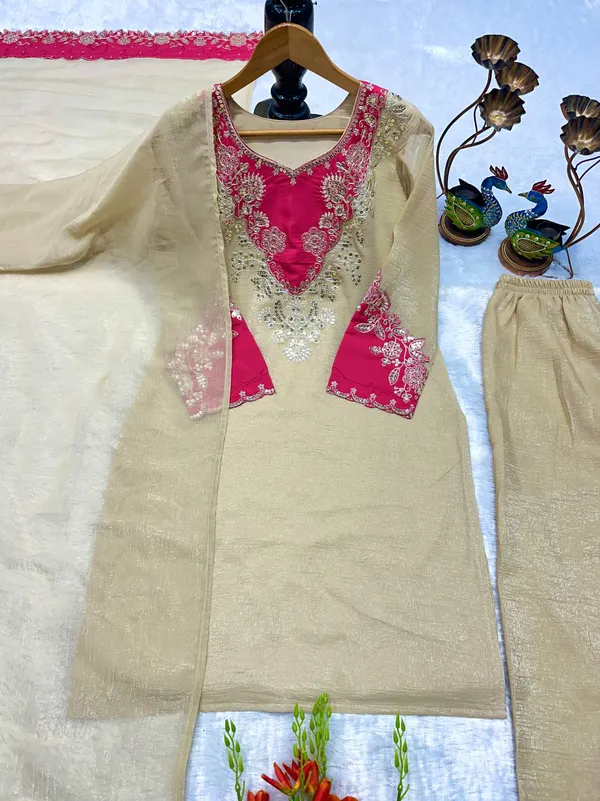 Gold_And_Pink_Premium_Embroidered_Cotton_Blend_Salwar_Suit_Set_For_Women
