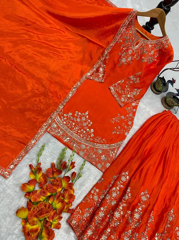Orange_Premium_Embroidered_Georgette_Palazzo_Suit_For_Women