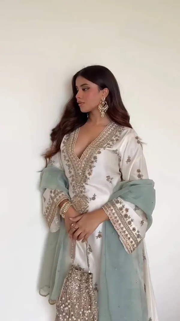 White_Premium_Embroidered_Cotton/Silk_Blend_Salwar_Suit_Set_For_Women