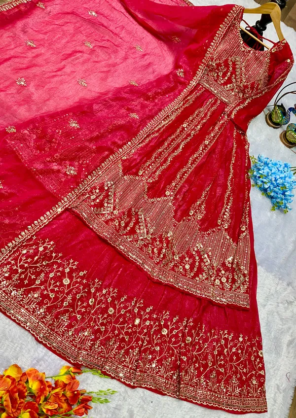 Red_Premium_Embroidered_Silk/Georgette_Anarkali_Suit_For_Women