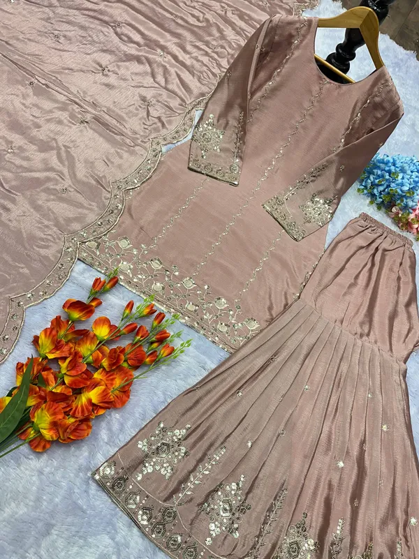 Pink_Premium_Embroidered_Georgette_Pakistani_Suit_Set_For_Women